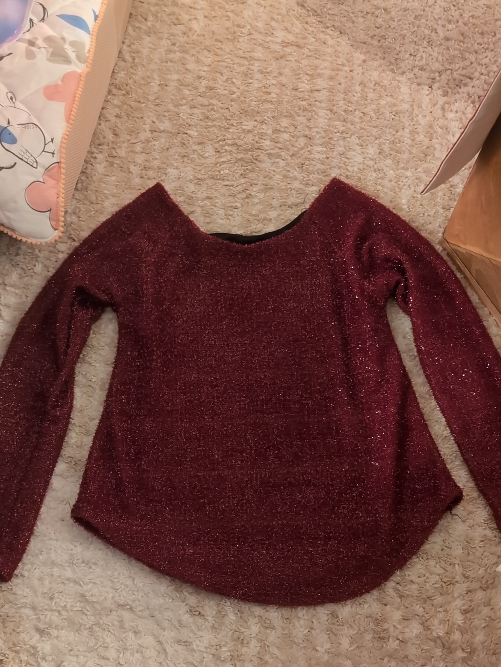 Women's Sparkle Long-Sleeve Sweater - Burgundy